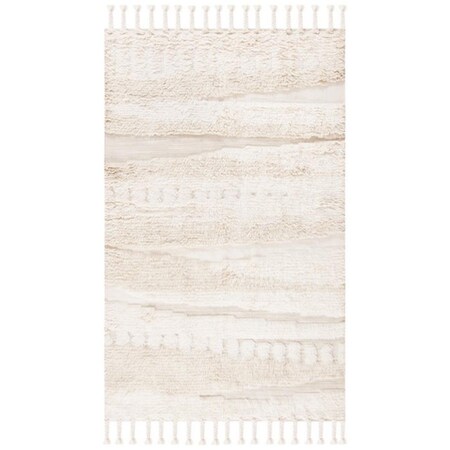 Safavieh 3 x 5 ft. Kenya 958A Tassel Hand Loomed Rectangle Area Rug Ivory & Beige KNY958A-3